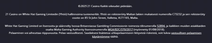 21 casino lisenssi SuomiCasinoCom