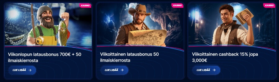 Boomerang-bet tarjoilee myös latausbonuksia ja käteispalautuksia