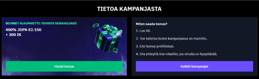 BeOnBet ensitalletusbonus SuomiCasinoCom