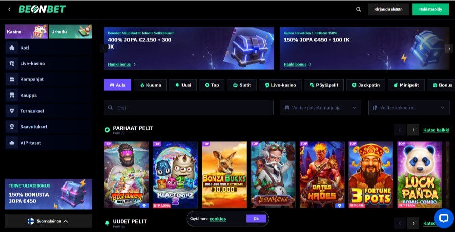 BeOnBet etusivu SuomiCasinoCom