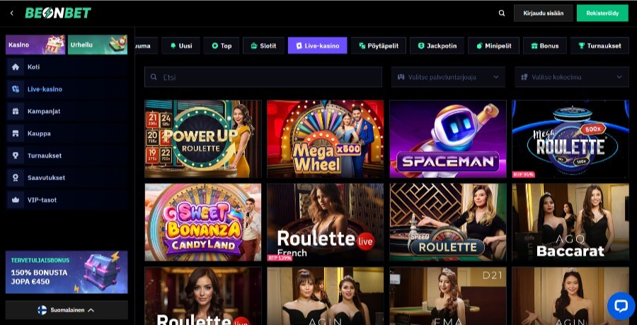 BeOnBet livekasino SuomiCasinoCom