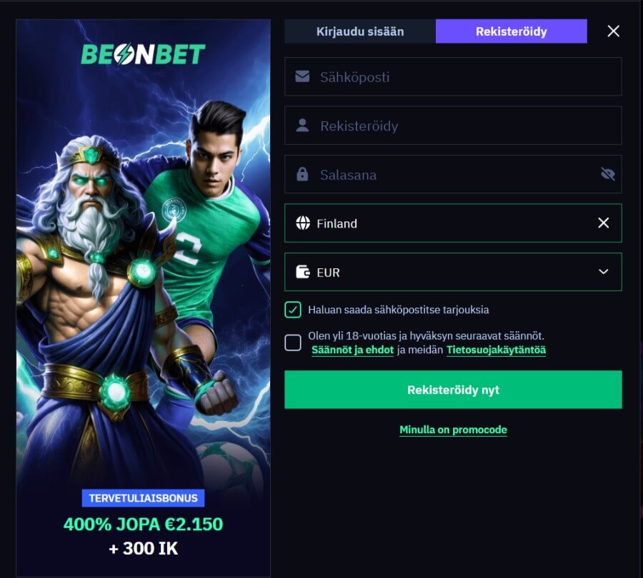 BeOnBet prosessi SuomiCasinoCom