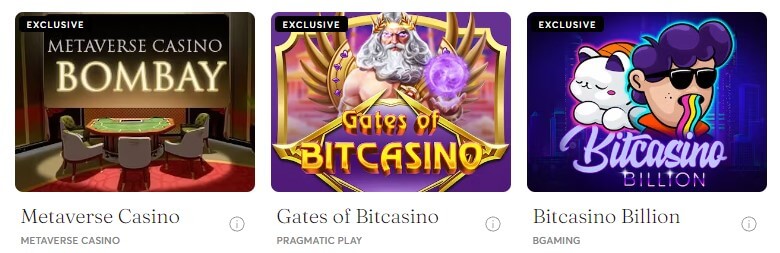 Bitcasino.io eksklusiiviset pelit