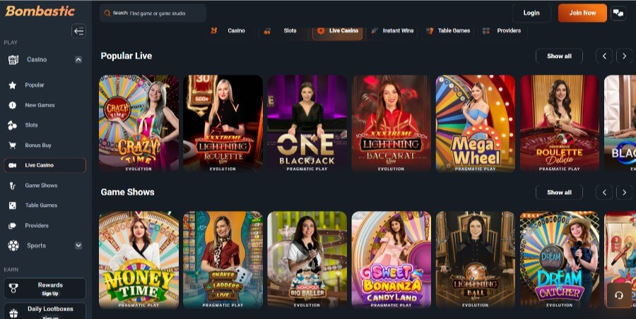 Bombastic livekasino SuomiCasinoCom