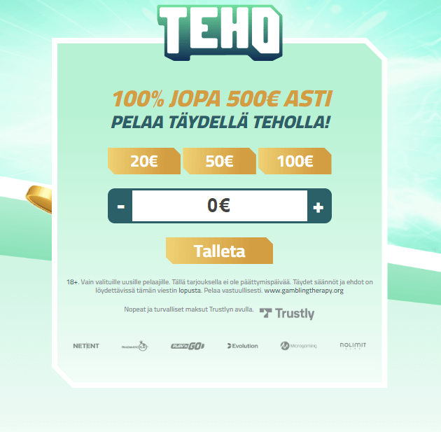 Teho kasinon kirjautuminen Trutly Pay n Play