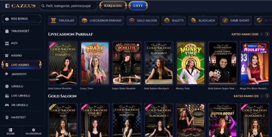 Cazeus livekasino SuomiCasinoCom