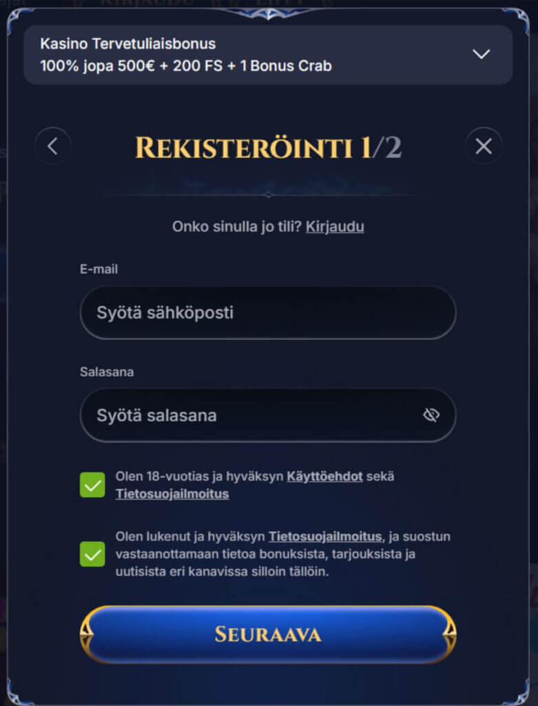 Cazeus prosessi SuomiCasinoCom