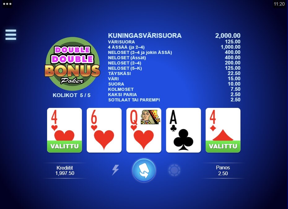 Double Double bonus poker pelipöytä