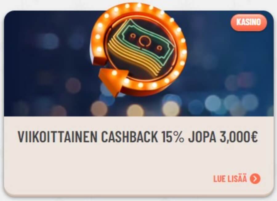 ExtraVegas Cashback bonus kasinolle