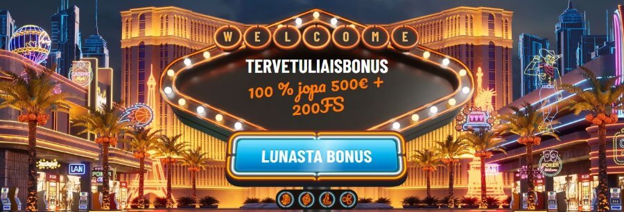 ExtraVegas tervetuliaisbonus kasinolle 100 % 500 € asti + 200 Ilmaiskierrosta