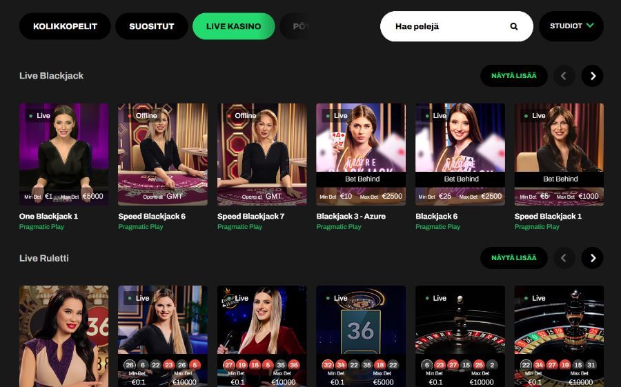 Hillo livekasino SuomiCasinoCom