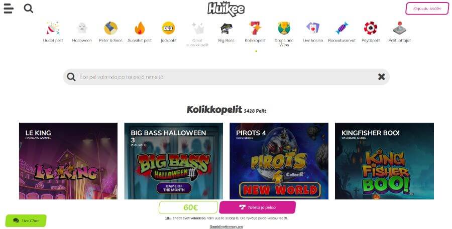 Huikee peliaula SuomiCasinoCom