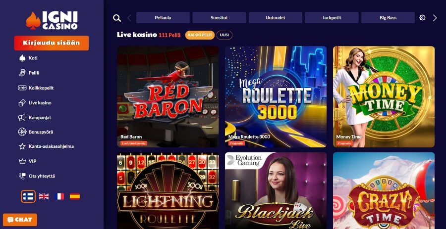 Igni Casino livekasino SuomiCasino.com