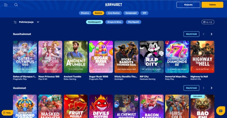 Peliaula kuvakaappaus Karhubet SuomiCasino.com
