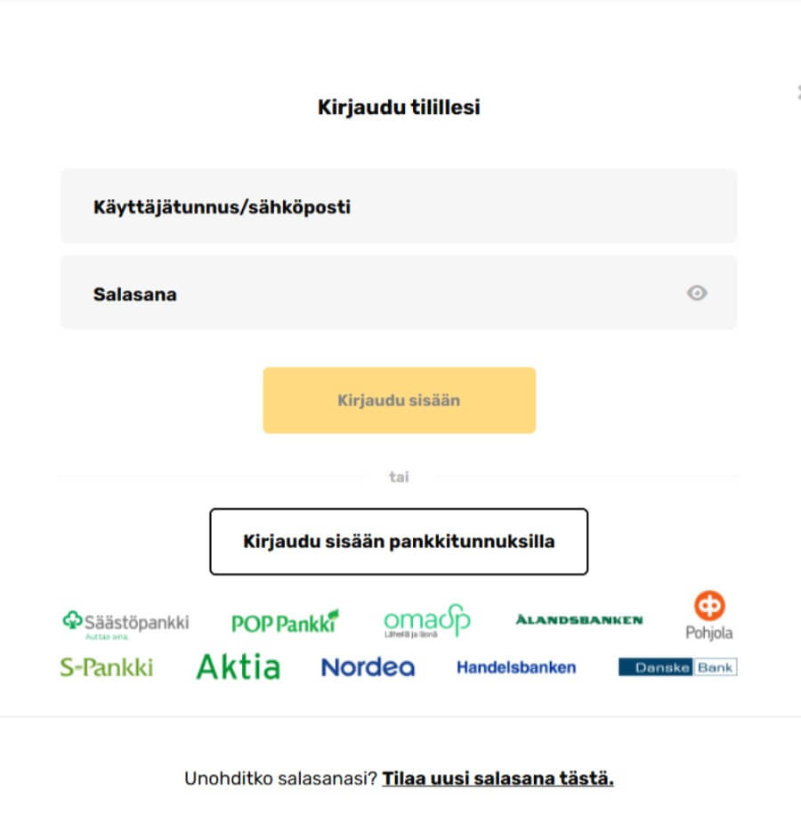 Kirjautuminen ja tunnistautuminen kuvakaappaus Karhubet SuomiCasino.com