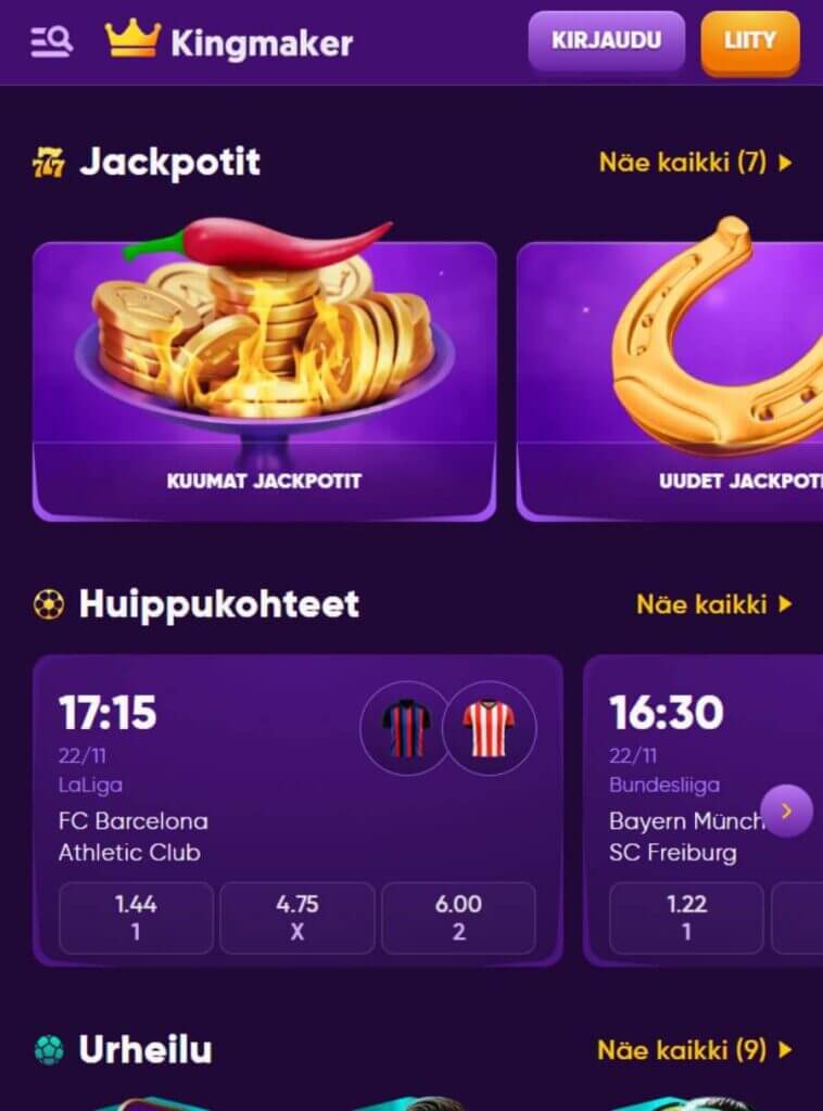 Kingmaker mobiili SuomiCasino.com
