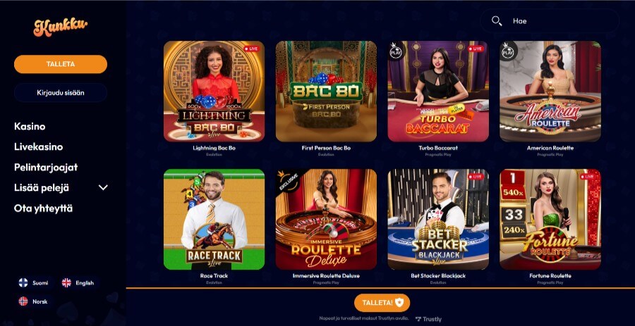 Kunkku livekasino SuomiCasinoCom