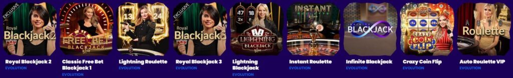 Lightning Casino monipuolinen livekasino