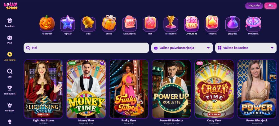 Lolly Spins livekasino SuomiCasinoCom