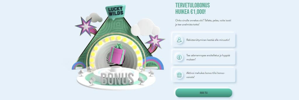 Lucky Wilds uudet asiakkaat 1000 € bonus