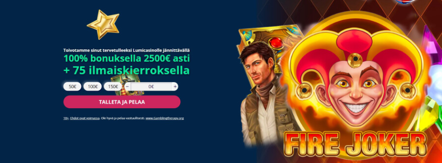 Lumicasino tervetuliaistarjous