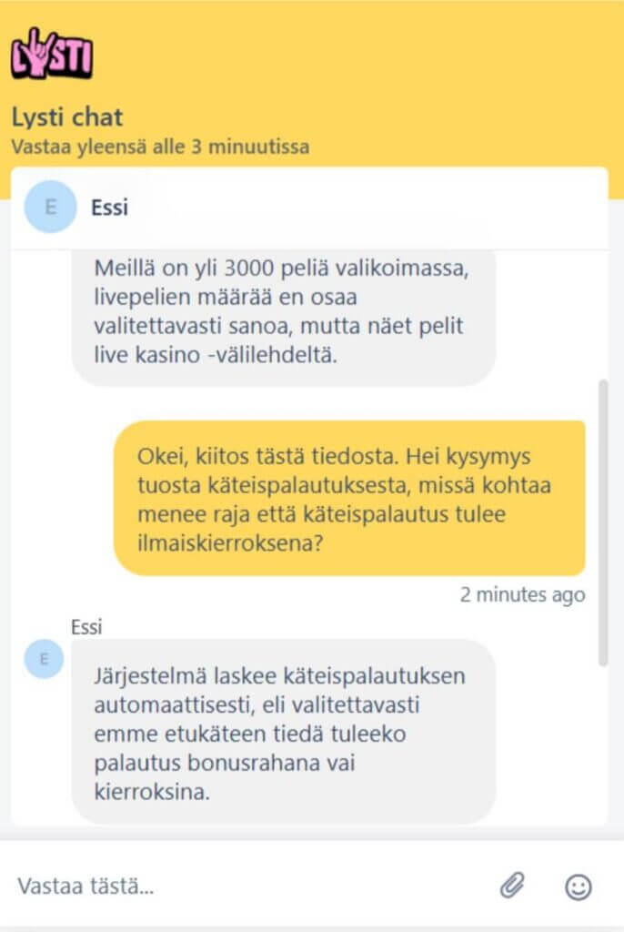 Lysti asiakaspalvelu SuomiCasinoCom