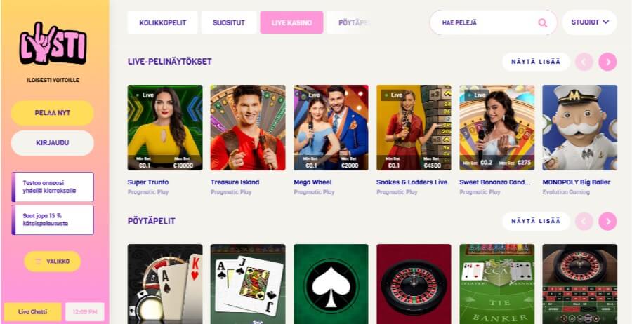 Lysti livekasino SuomiCasinoCom