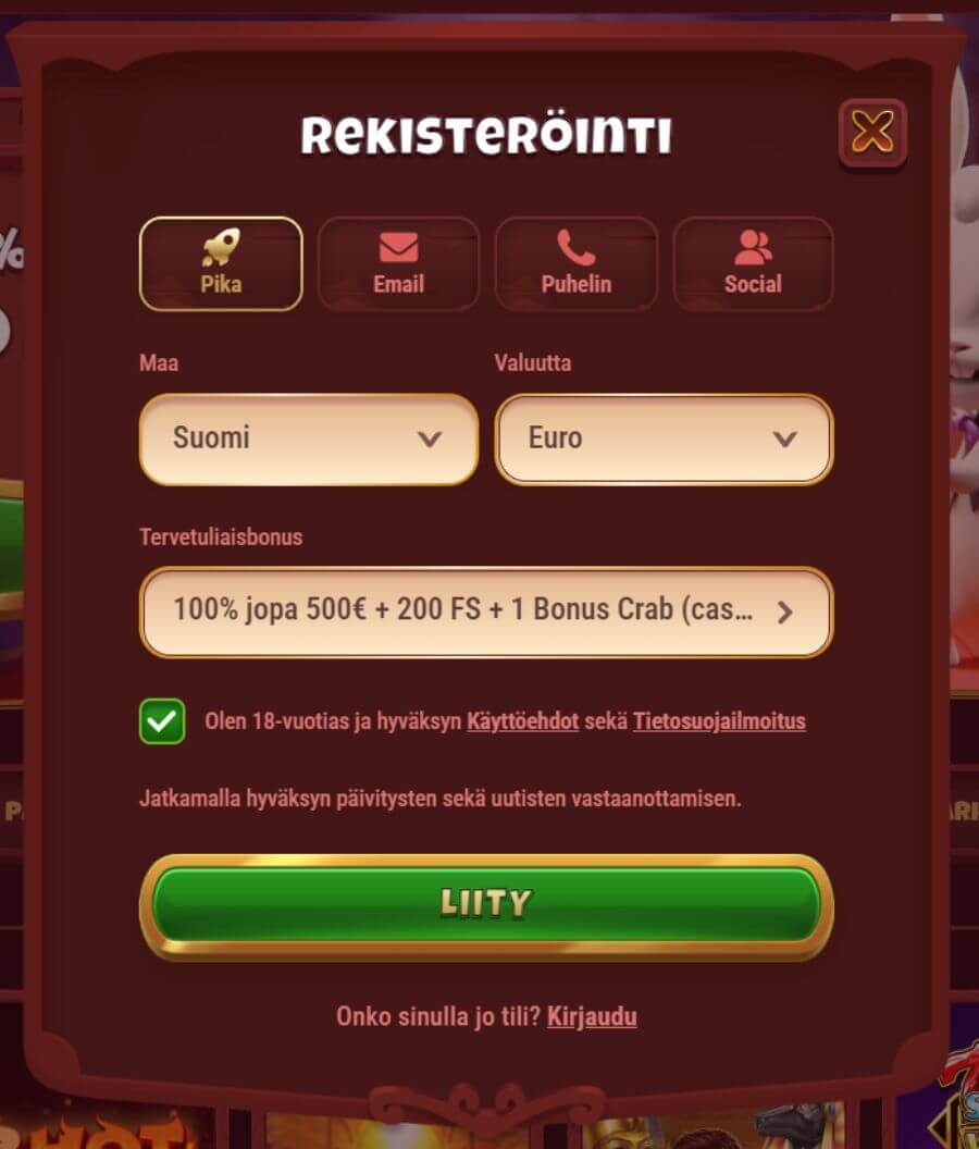 Magius rekisteröinti SuomiCasino.com