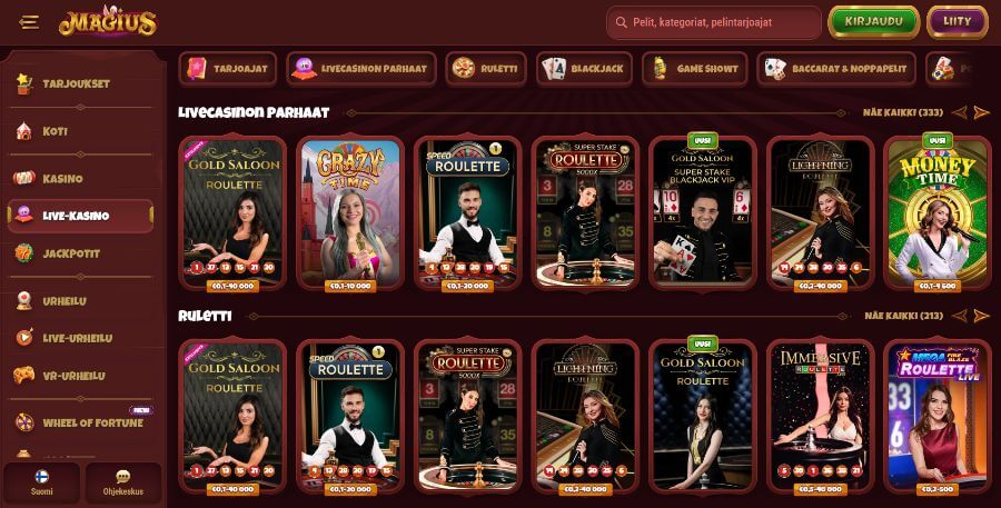 Magius livekasino SuomiCasino.com