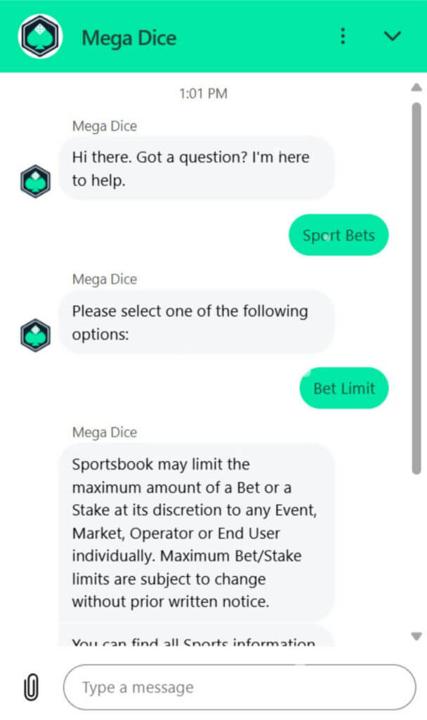 Mega Dice asiakaspalvelu SuomiCasinoCom