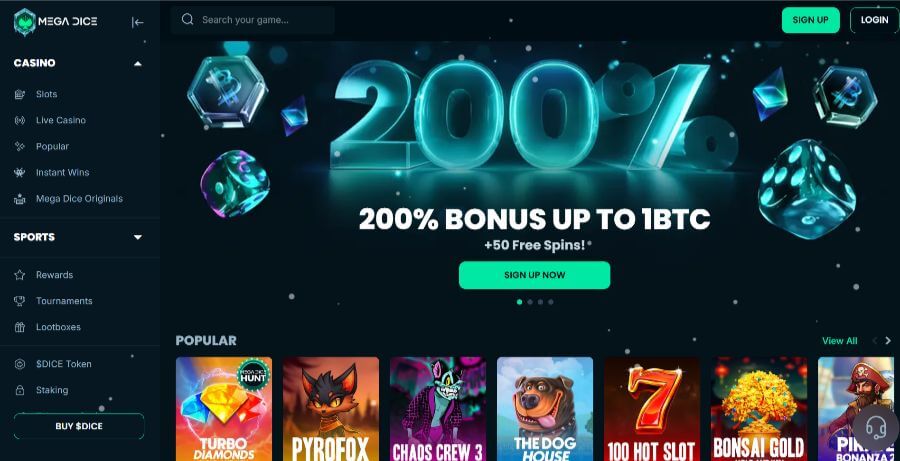 Mega Dice etusivu SuomiCasinoCom