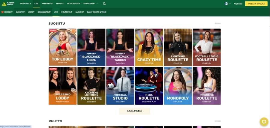 Mason Slots livekasino