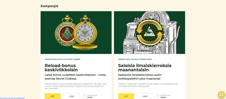 Mason Slots kampanjat