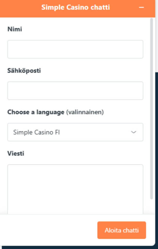 Simple Casino asiakaspalvelu