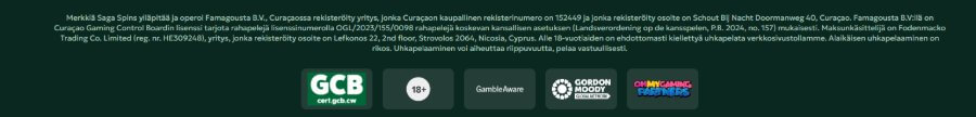 SagaSpin pelilisenssi