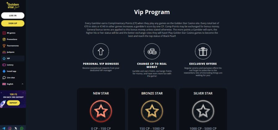 Golden Star VIP-ohjelma
