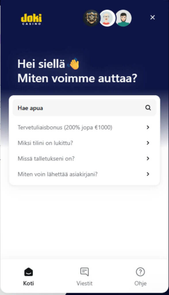 JokiCasino asiakaspalvelu