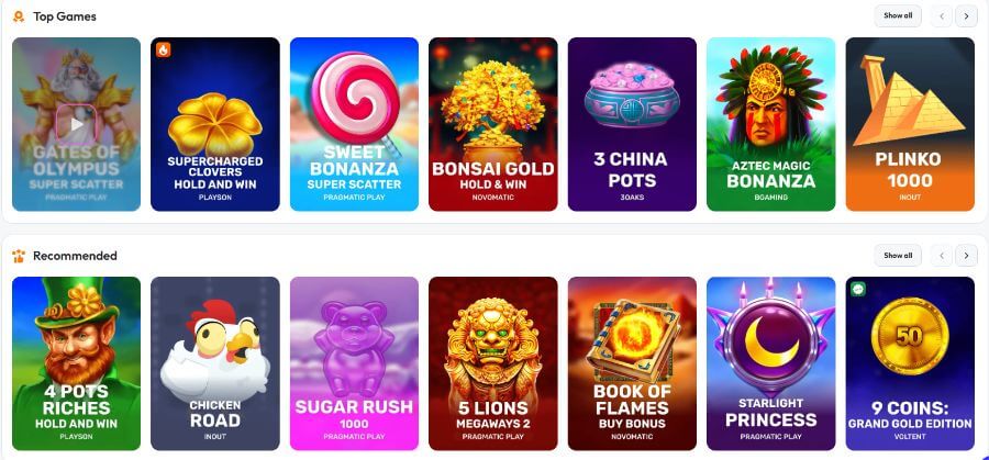 Spinrise pelivalikoima