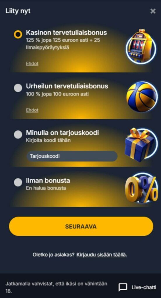 PureBets rekisteröinti