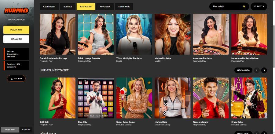Hurmio livekasino