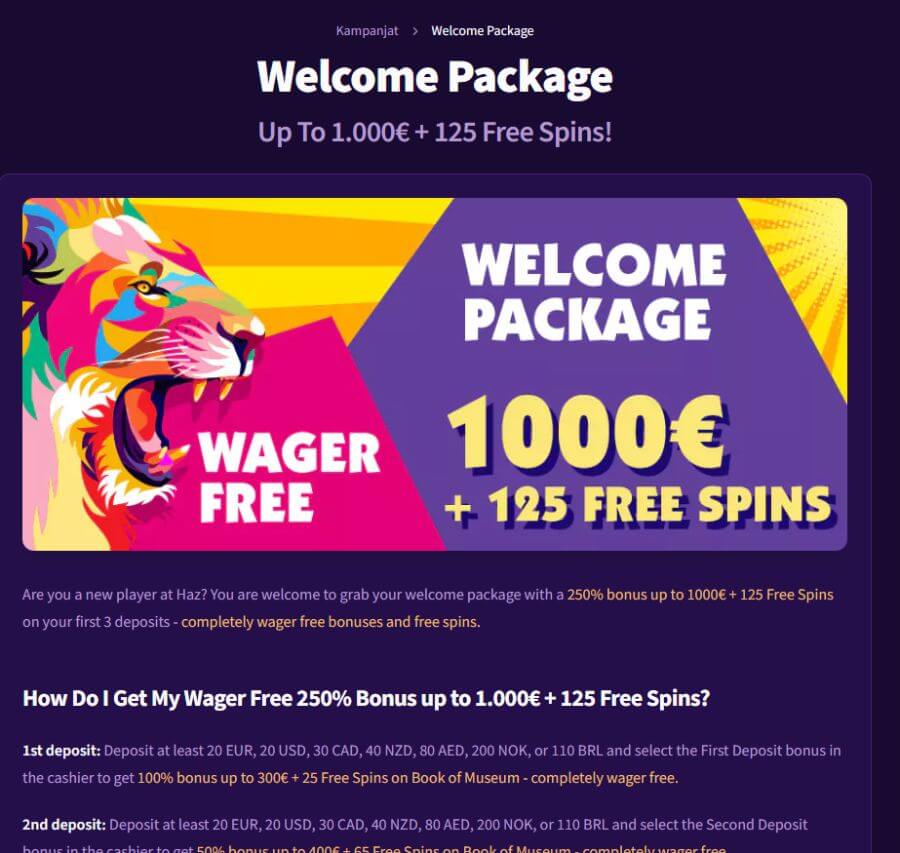 Haz Casino bonus