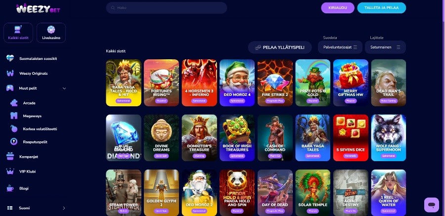 WeezyBet slottipelit