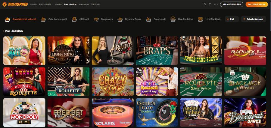 Zuluspins livekasino