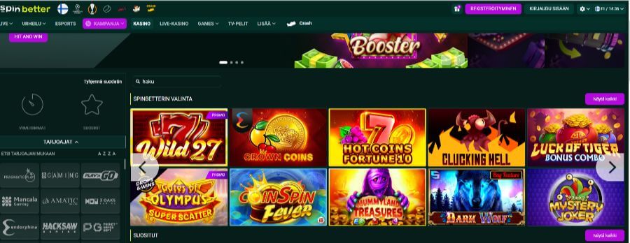 SpinBetter pelivalikoima