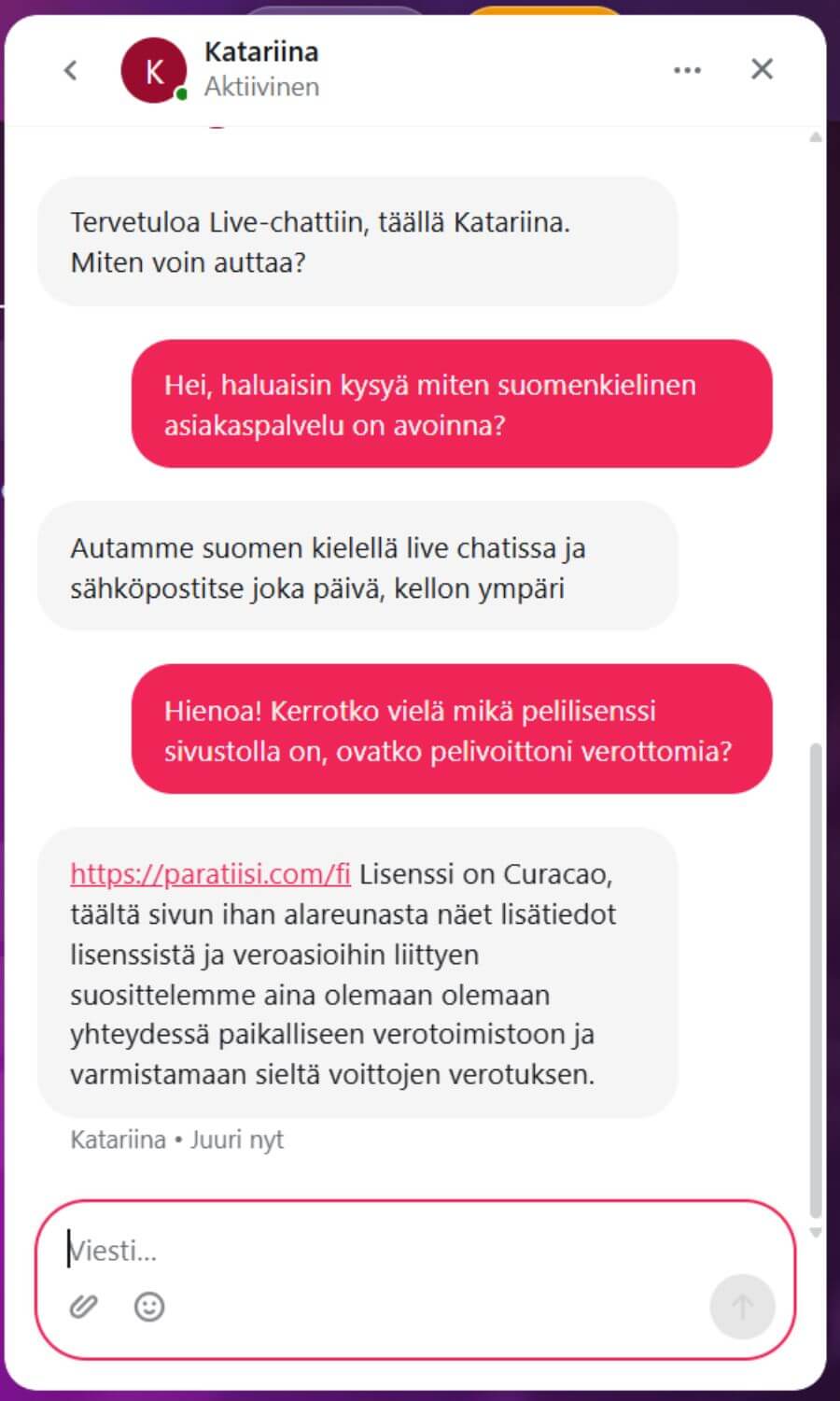Paratiisi asiakaspalvelu SuomiCasinoCom