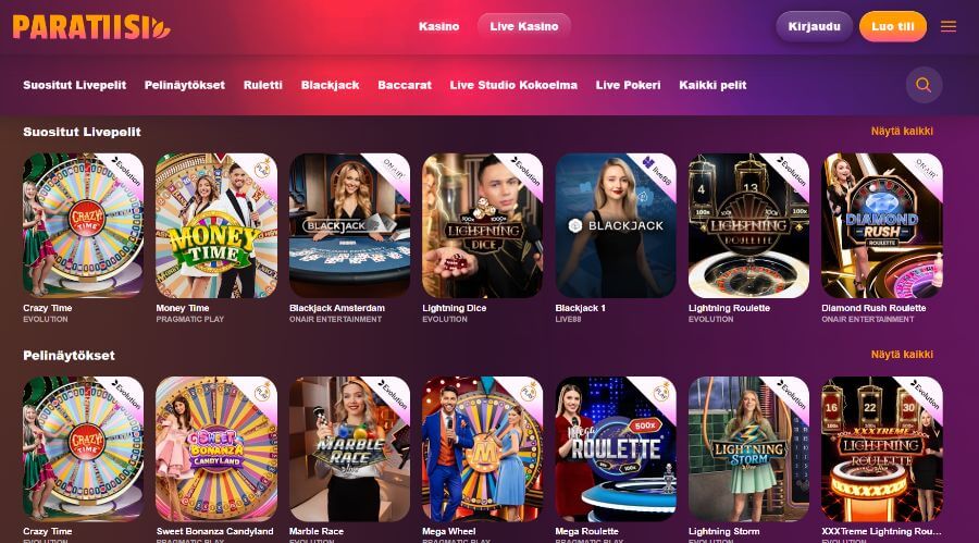 Paratiisi livekasino SuomiCasinoCom