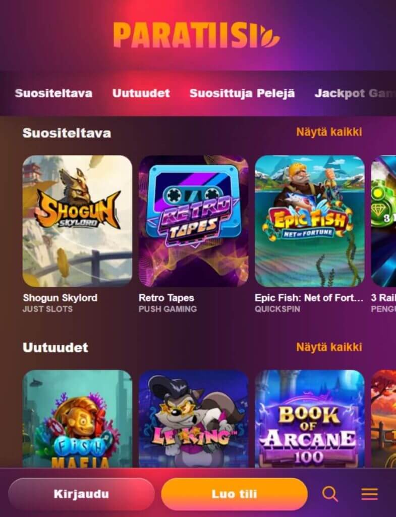 Paratiisi mobiili SuomiCasinoCom