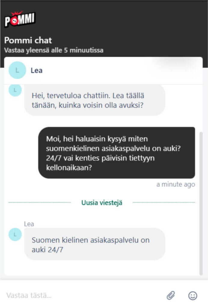 Pommi asiakaspalvelu SuomiCasinoCom