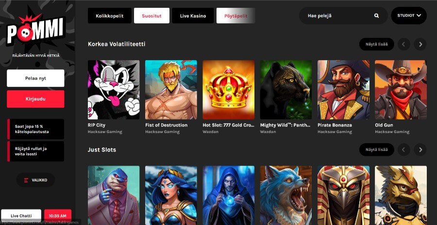 Pommi peliaula SuomiCasinoCom