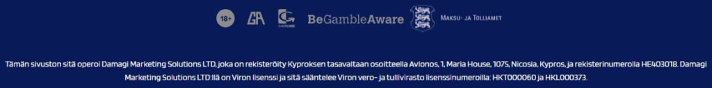 QuickSlot operoi Viron Vero- ja Tullihallituksen pelilisenssillä